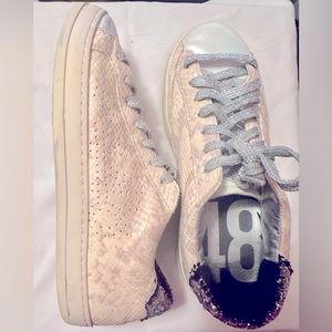 P448 low top sneakers leather snake python pearl Size 36 or Woman’s 5-6